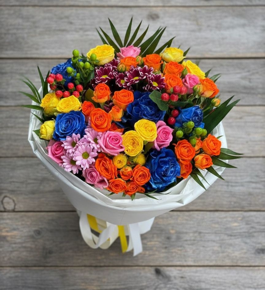 Букет цветов из: Розы и Хризантемы в Северо-Восточные Сады