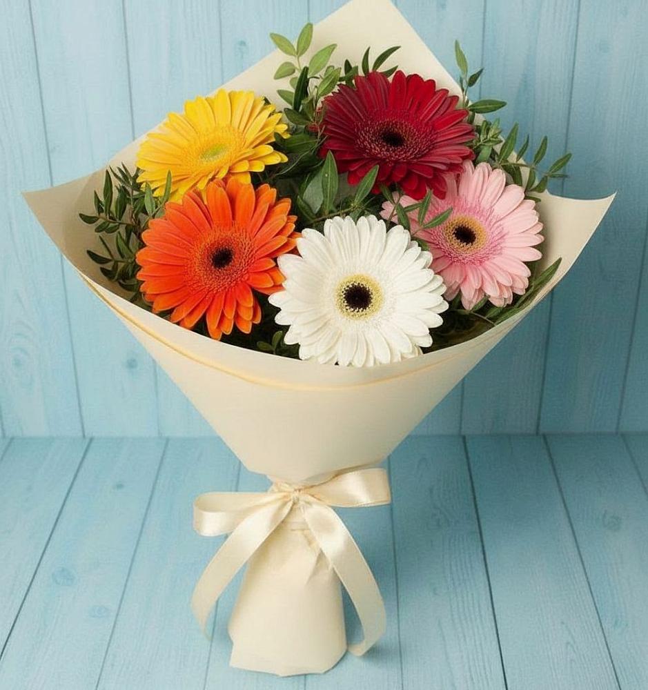 Букет цветов из: Герберы в Северо-Восточные Сады