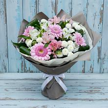 Букет цветов из:  Герберы, Альстромерии и Хризантемы #REPLACE_PRED# Северо-Восточные Сады