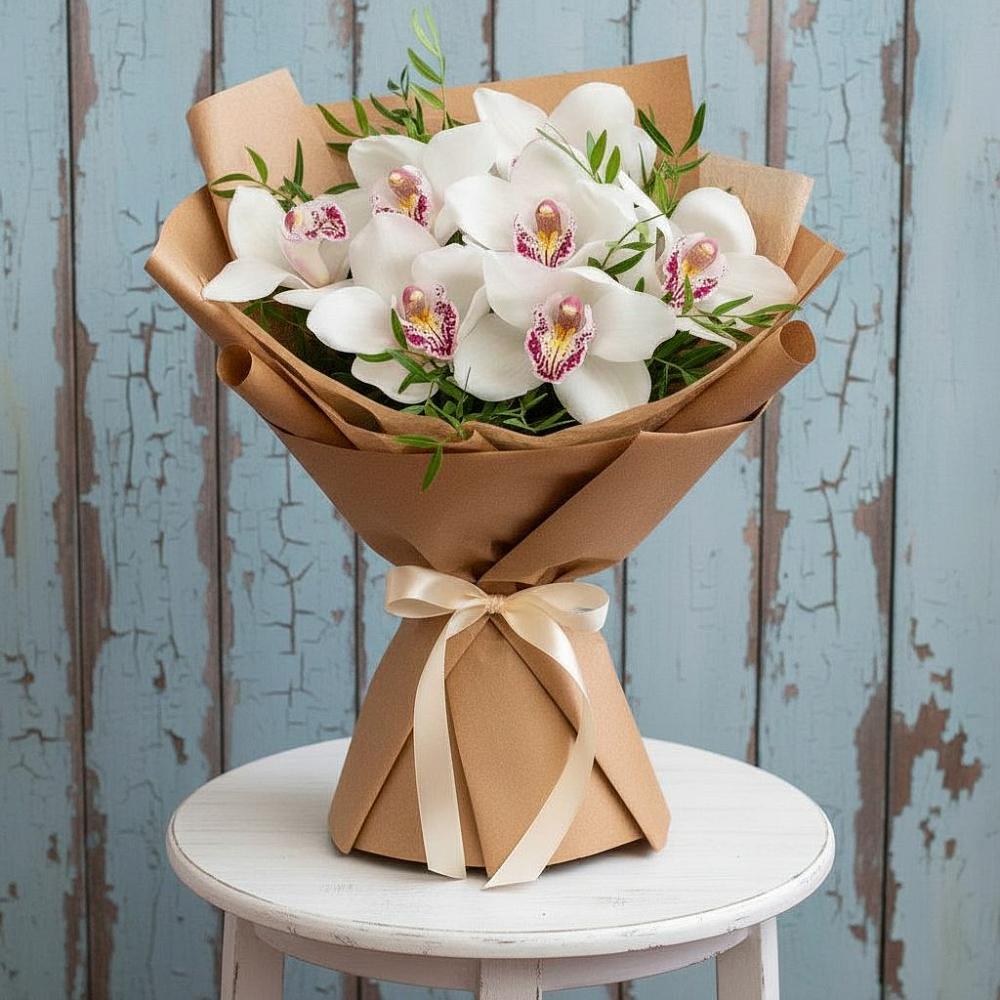 Букет цветов из: Орхидеи и Розы в Северо-Восточные Сады