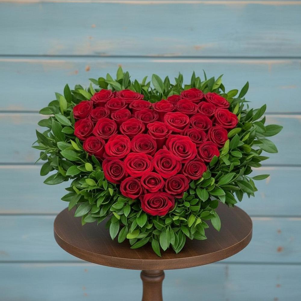 Цветочная композиция из Розы в виде сердца в Северо-Восточные Сады