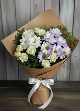 Букет цветов из:  Хризантемы и Розы в Северо-Восточные Сады