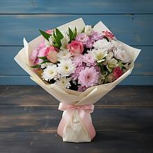 Букет цветов из:  Хризантемы, Альстромерии и Розы в Северо-Восточные Сады