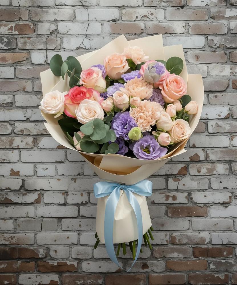 Букет цветов из: Розы, Лизиантусы и Гвоздики в Северо-Восточные Сады