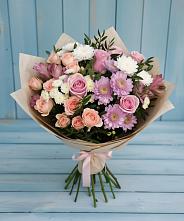 Букет цветов из:  Хризантемы, Розы и Альстромерии в Северо-Восточные Сады