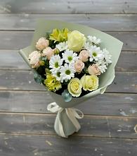Букет цветов из:  Альстромерии, Розы и Хризантемы в Северо-Восточные Сады