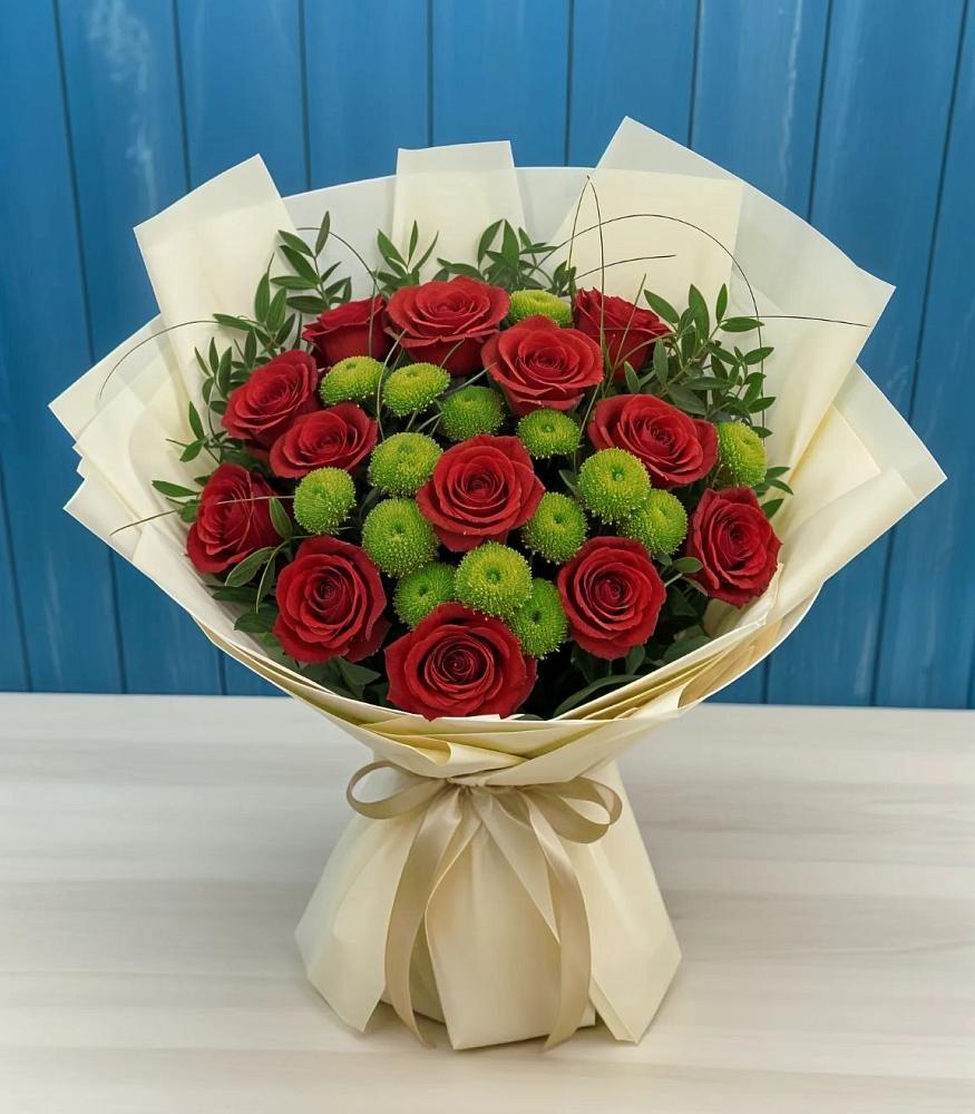 Букет цветов из: Розы и Хризантемы в Северо-Восточные Сады