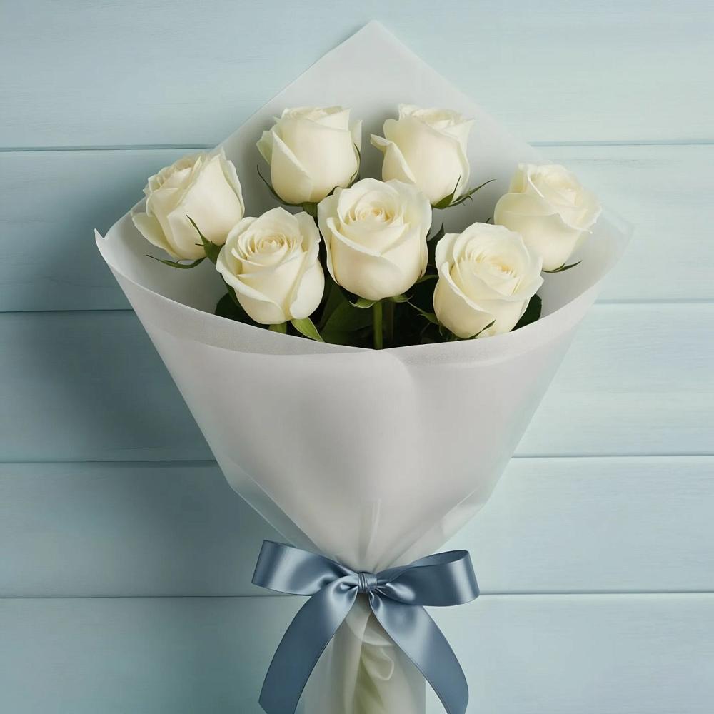 Букет 7 Белых роз Эдлесс Лав в Северо-Восточные Сады